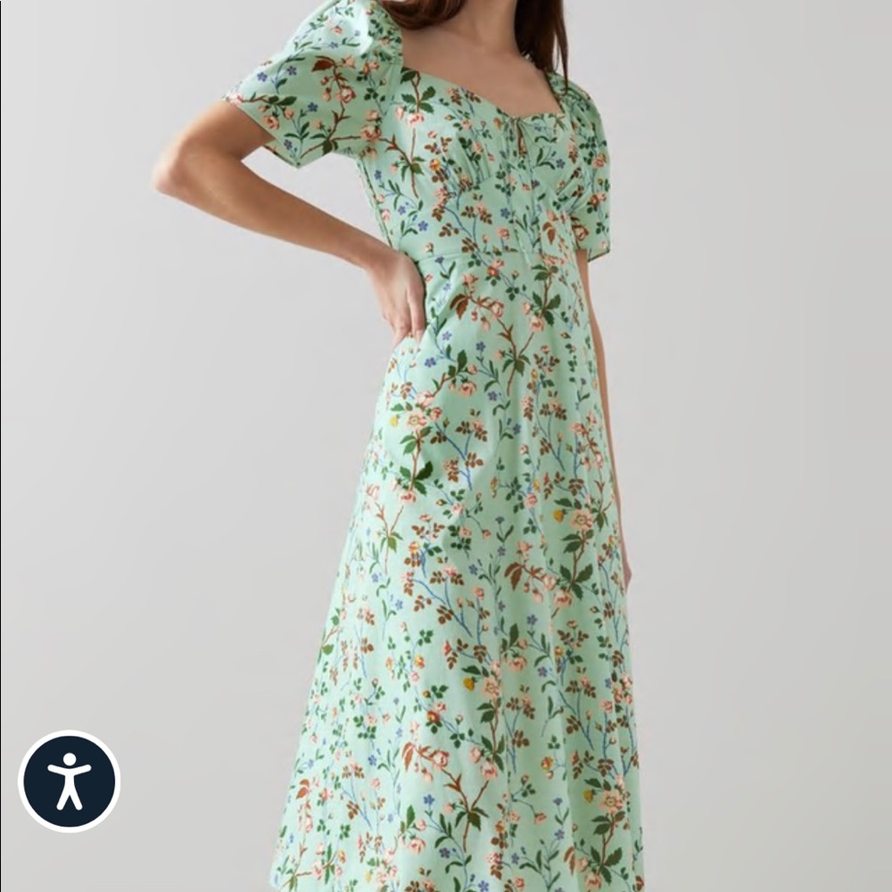 LK Bennett Mint Green Floral Midi Dress